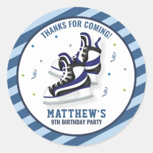 Ice Skating Shoes Birthday Blue Tack Favor Runt Klistermärke