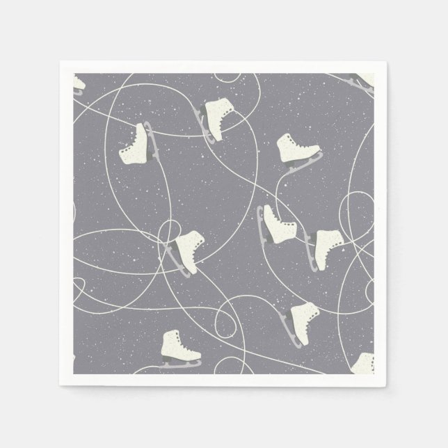 Ice Skating Shoes Marks Grått White Mönster Pappersservett (Framsidan)