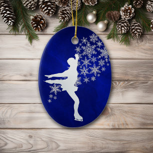 Ice Skating Silver Snowflake Keepsaké Julgransprydnad Keramik