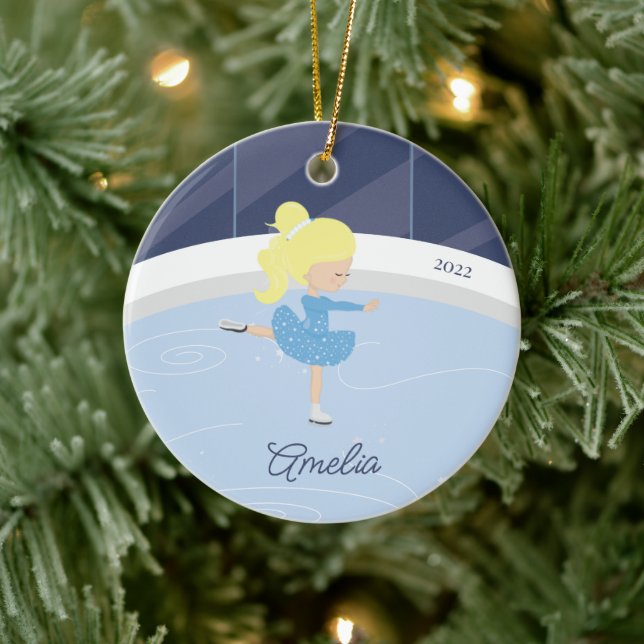 Ice Skating Skater Girl Dated Ceramic Ornament (Träd)
