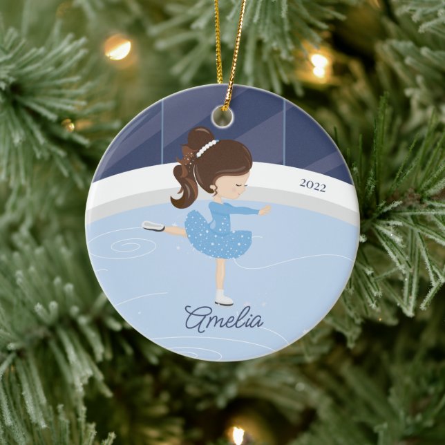 Ice Skating Skater Girl Dated Ceramic Ornament (Träd)