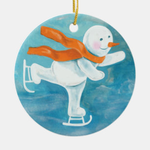 Ice Skating Snögubbe Julgransprydnad Keramik