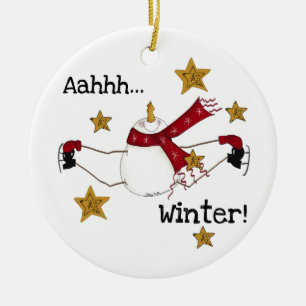 Ice Skating Snögubbe Keepsak Ornament