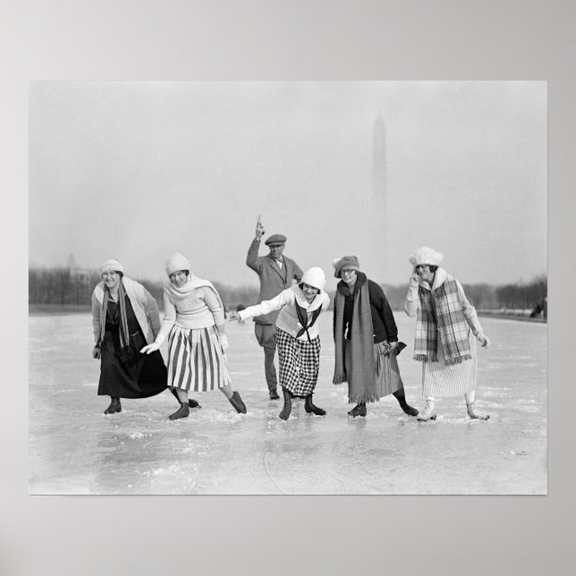 Ice Skating Tävling, 1925. Vintage Photo Poster (Framsidan)