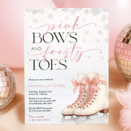 Ice Skating Teen Birthday Invitation - Pink Bow Inbjudningar