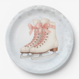 Ice Skating Teen Birthday Pink Bow Paper Plates