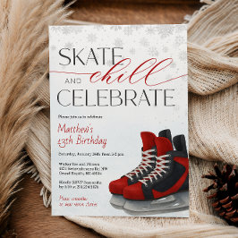 Ice Skating Teen Boy's Hockey Birthday Invitation Inbjudningar