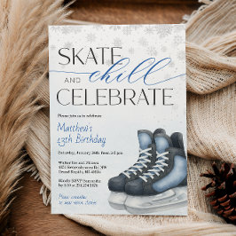 Ice Skating Teen Boy's Hockey Birthday Invitation Inbjudningar