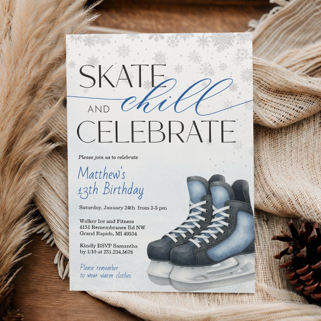 Ice Skating Teen Boy's Hockey Birthday Invitation Inbjudningar (Ice Skating Teen Boy's Hockey Birthday Invitation)