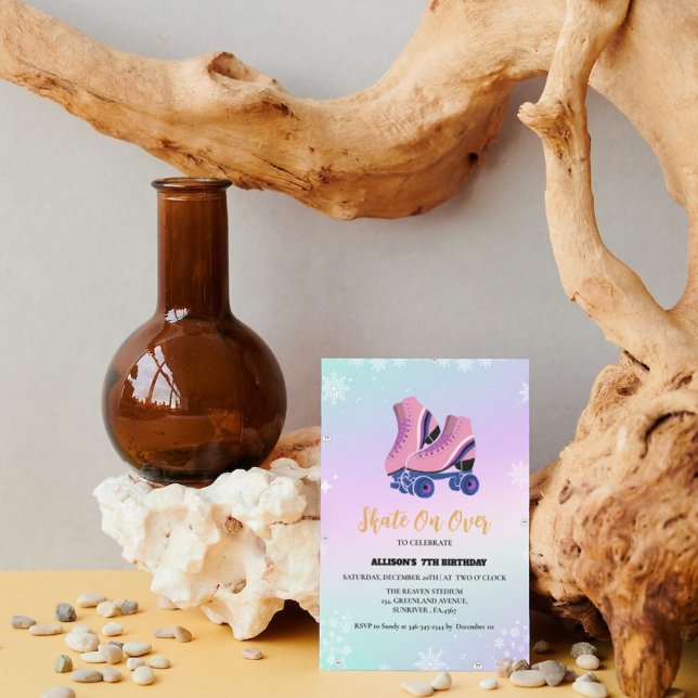 Ice Skating Winter Birthday Skate on over Girls Meddelande (Skapare uppladdad)