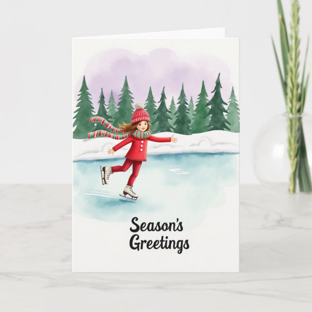Ice Skating Winter Card Kort (Framsida)