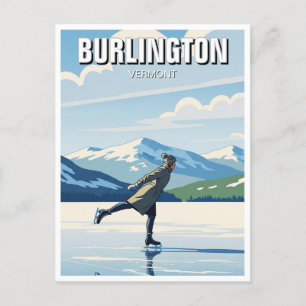 Ice Sking in Burlington Vermont Travel Vykort