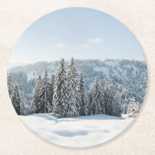 Ice & Snö Allgäu Bavaria Tyskland Underlägg Papper Rund