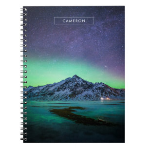 Ice & Snö Aurora Borealis Island Milky Way Anteckningsbok