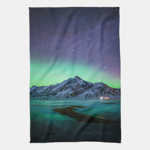 Ice & Snö Aurora Borealis Island Milky Way Kökshandduk