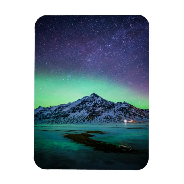 Ice & Snö | Aurora Borealis Island Milky Way Magnet (Vertikal)