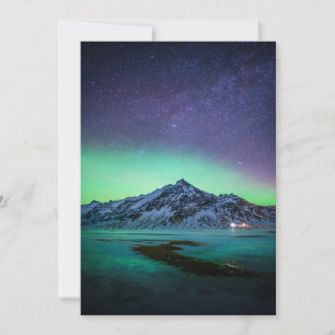 Ice & Snö   Aurora Borealis Island Milky Way Tack Kort