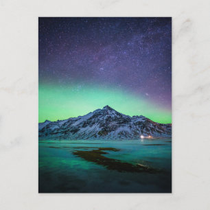 Ice & Snö Aurora Borealis Island Milky Way Vykort