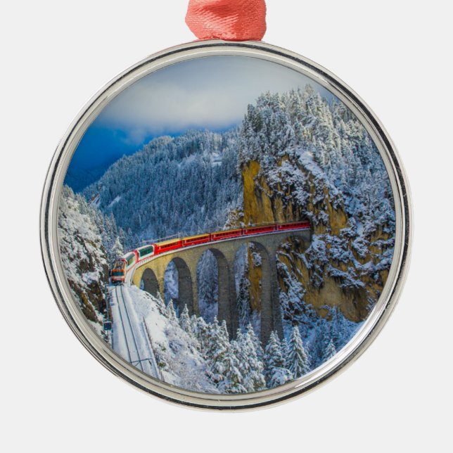 Ice & Snö | Bernina Express, Schweiz Julgransprydnad Metall (Framsidan)