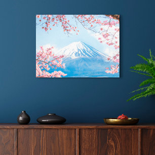 Ice & Snö Cherry Blommars Mt. Fuji Japan Canvastryck
