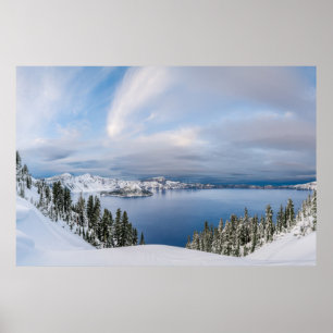 Ice & Snö Crater Sjö Oregon Poster