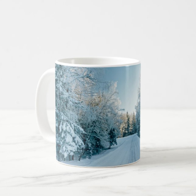 Ice & Snö | Fryst Winter Road Ryssland, Sibirien Kaffemugg (Framsida vänster)