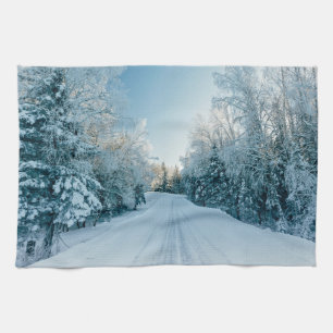 Ice & Snö Fryst Winter Road Ryssland, Sibirien Kökshandduk