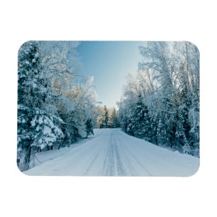 Ice & Snö Fryst Winter Road Ryssland, Sibirien Magnet