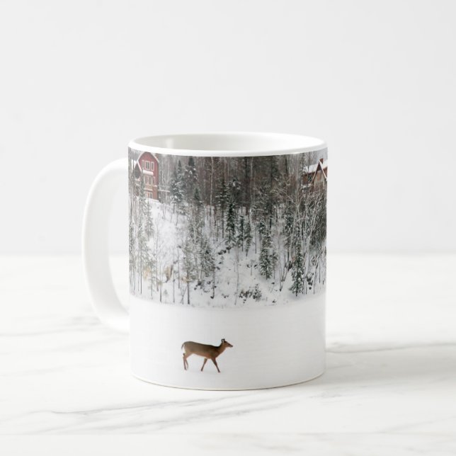 Ice & Snö | Hjort i Snö Quebec, Kanada Kaffemugg (Framsida vänster)