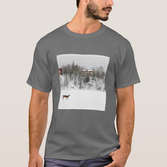 Ice & Snö | Hjort i Snö Quebec, Kanada T Shirt (Framsida)