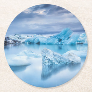 Ice & Snö Jokulsarlon Lagoon, Island Underlägg Papper Rund