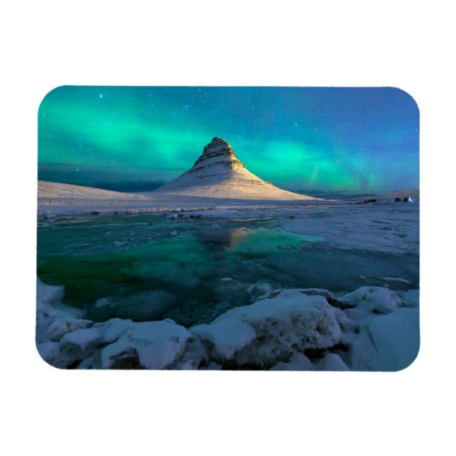 Ice & Snö | Kirkjuföll Mountain, Island Magnet (Horisontell)