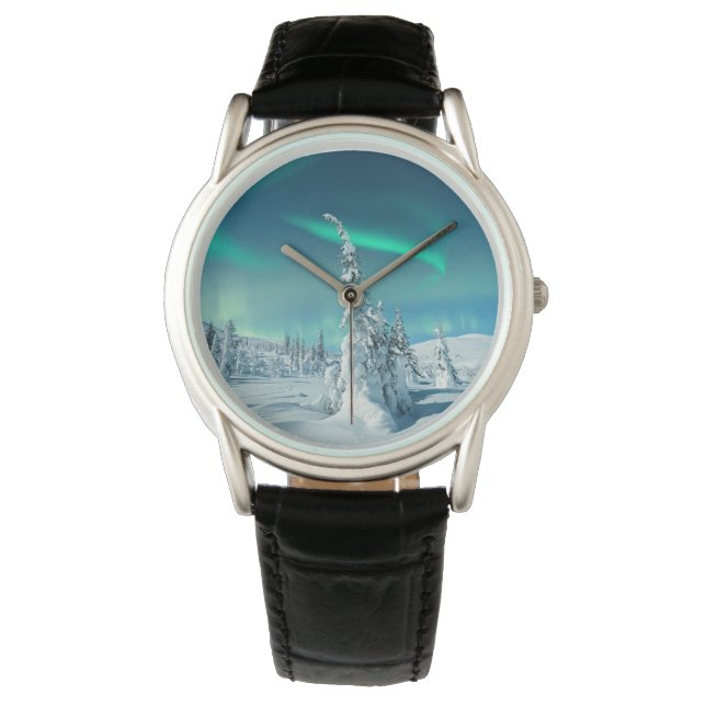 Ice & Snö | Norra Ljus, Lappland, Finland Armbandsur (Framsida)