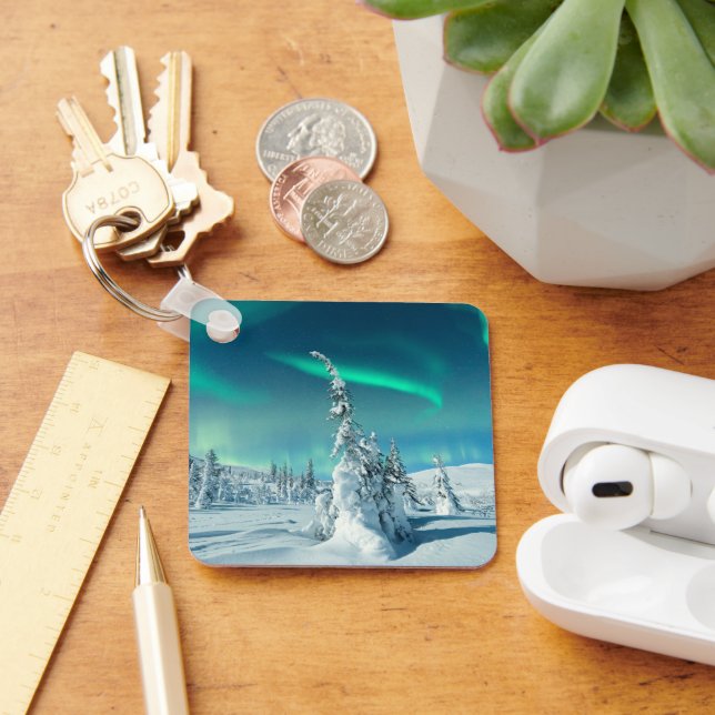 Ice & Snö | Norra Ljus, Lappland, Finland Nyckelring (Skrivbord)