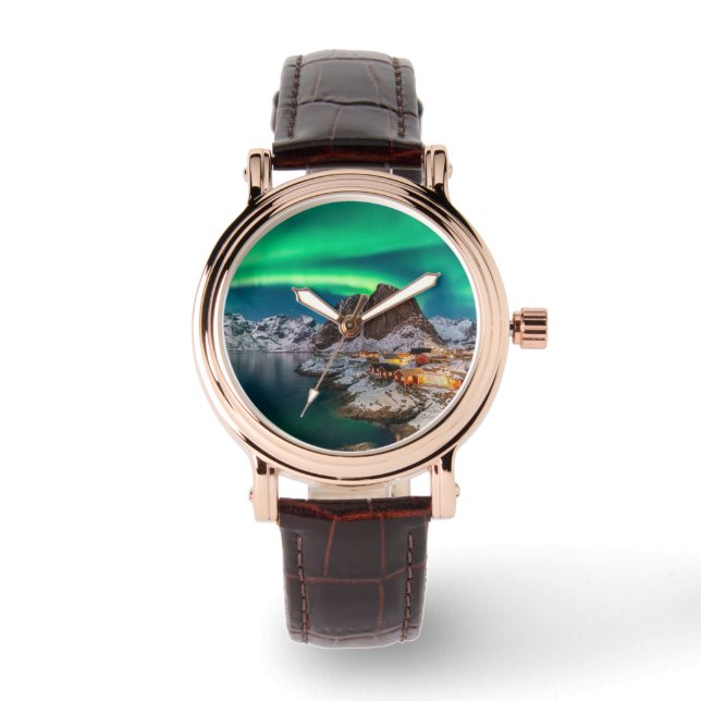 Ice & Snö | Norra Ljus, Norge Armbandsur (Framsida)