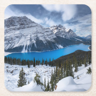 Ice & Snö Peyto Sjö, Canadian Rockies Underlägg Papper Kvadrat