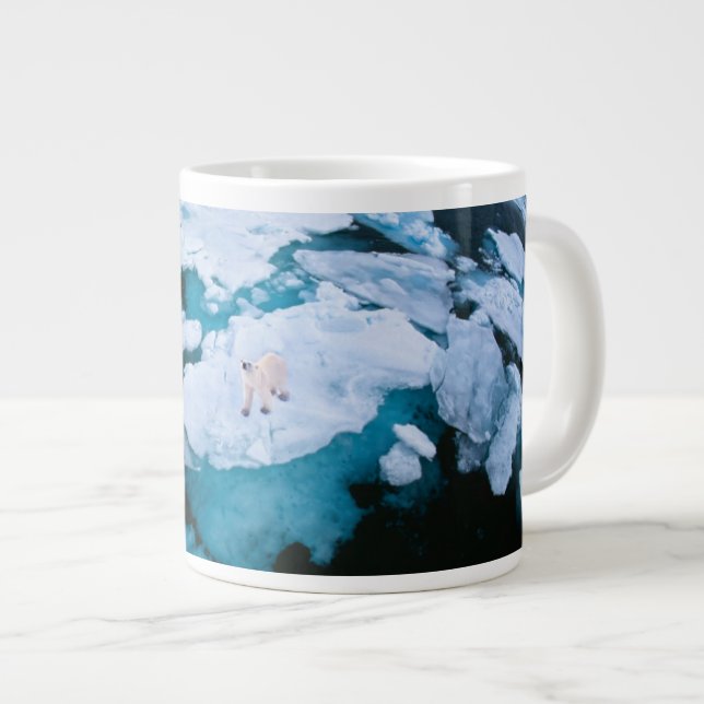 Ice & Snö | Polar Bear, Arktiska oceanen, Svalbard Jumbo Mugg (Framsida höger)