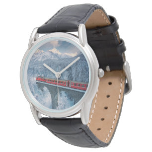 Ice & Snö Red Bernina Express Tåg Schweiz Armbandsur