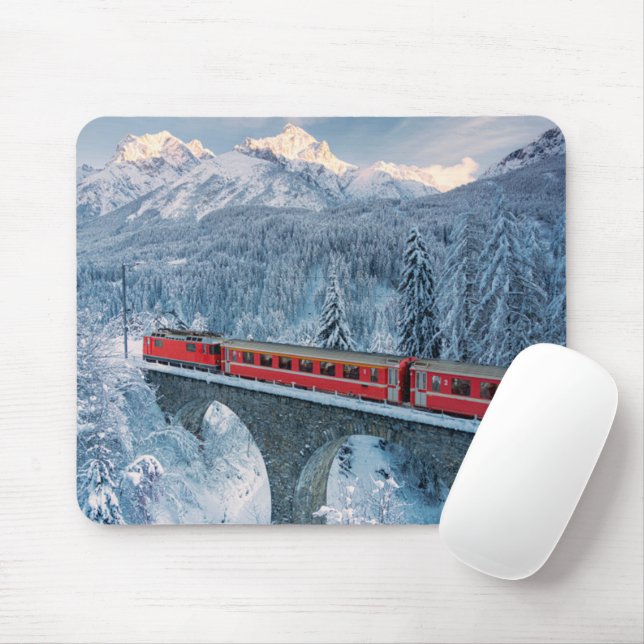 Ice & Snö | Red Bernina Express Tåg Schweiz Musmatta (Med mus)