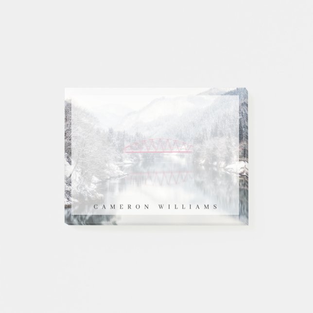 Ice & Snö | Red Bridge i Winter, Japan Post-it Block (Framsida)