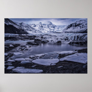 Ice & Snö Sólheimajökull Glacier, Island Poster