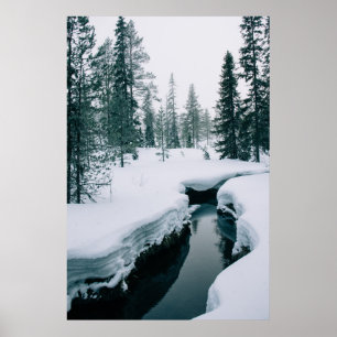 Ice & Snö Strömma i ett vinterlandskap Poster