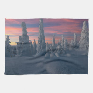 Ice & Snö Träd, Lappland, Finland, täckt av Snö Kökshandduk