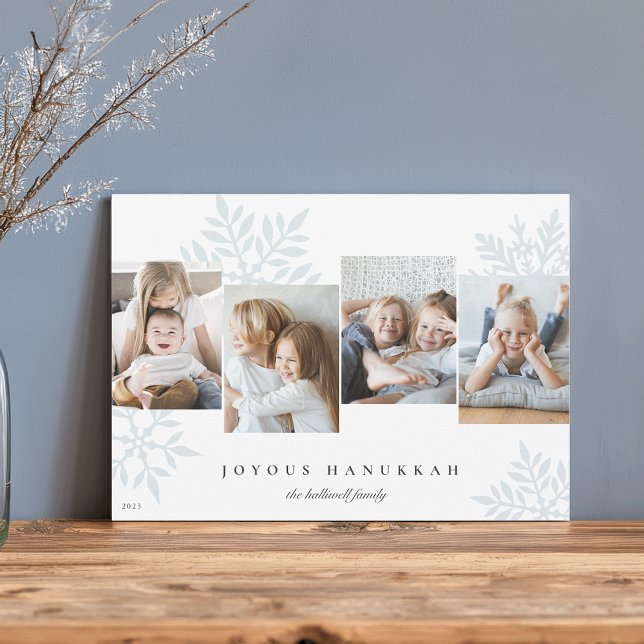 Ice | Snödroppe 4 Photo Collage Hanukkah Julkort (Skapare uppladdad)