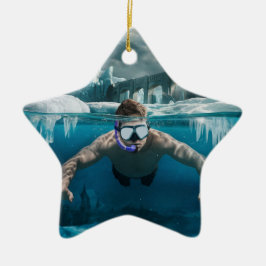 Ice snorkeler julgransprydnad keramik