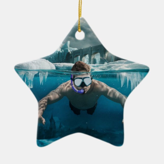 Ice snorkeler julgransprydnad keramik (Framsidan)
