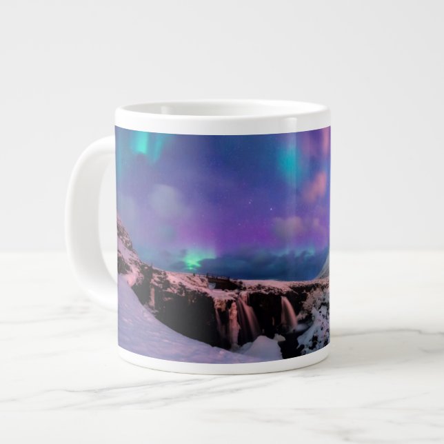 Ice & Snow | Northern Lights,  Kirkjufell Mountain Jumbo Mugg (Framsida vänster)