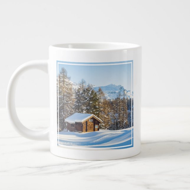 Ice & Snow | Winter Log Cabin Swiss Alps Jumbo Mugg (Vänster)