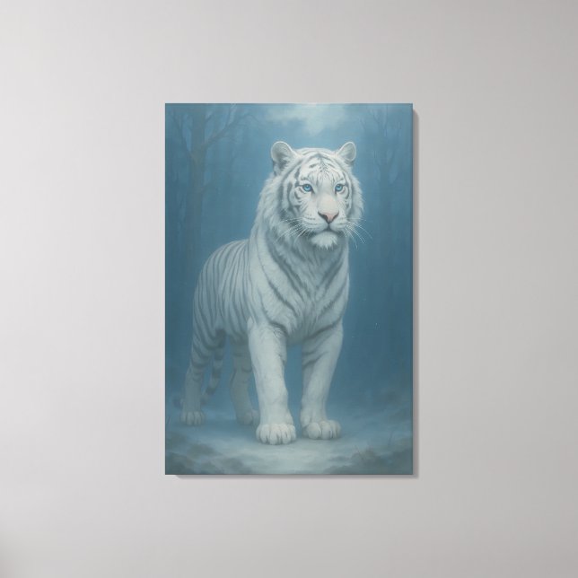 Ice Spirit White Tiger – Mystic Guardian of Calm P Canvastryck (Framsida)