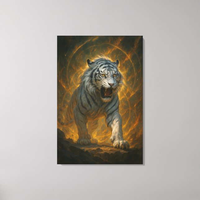 Ice Spirit White Tiger – Mystic Guardian of Calm P Canvastryck (Framsida)